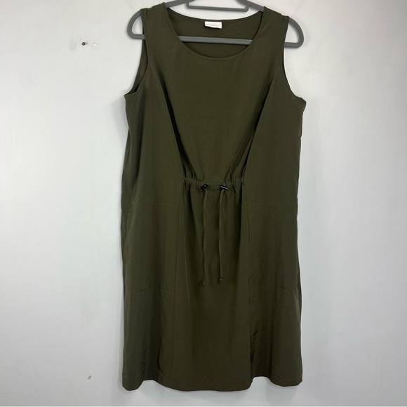 J. Jill Dresses & Skirts - J. Jill Fit Size XL Olive Green Gathered Performance Stretch Active Dress N2